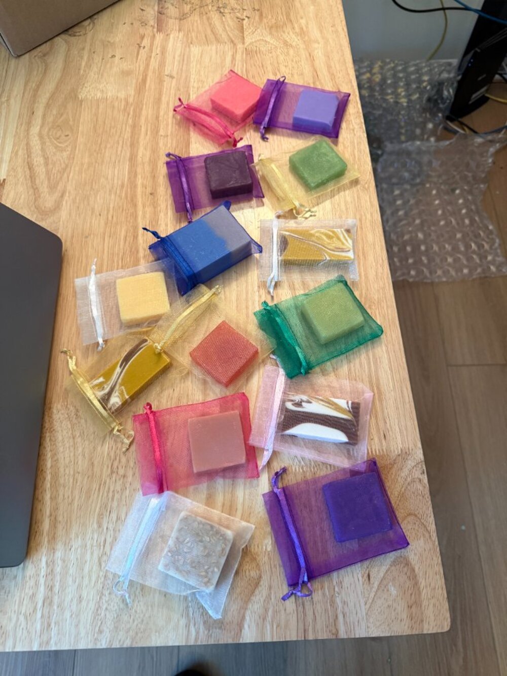 Scented Bar Soap in Organza Silk Pouch Plant-Based Nourishing Moisturizing
